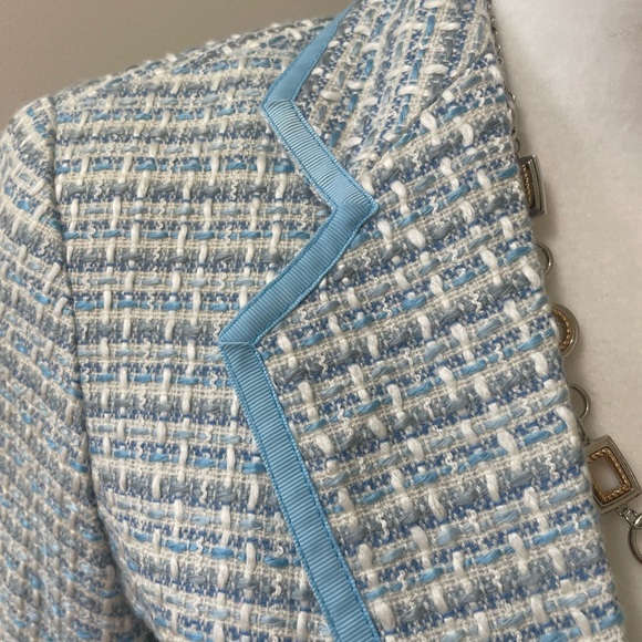 Women’s Jacket, Together, Size: 4, Color: Off-white/various blues, Front-Pockets - Picture 3 of 14